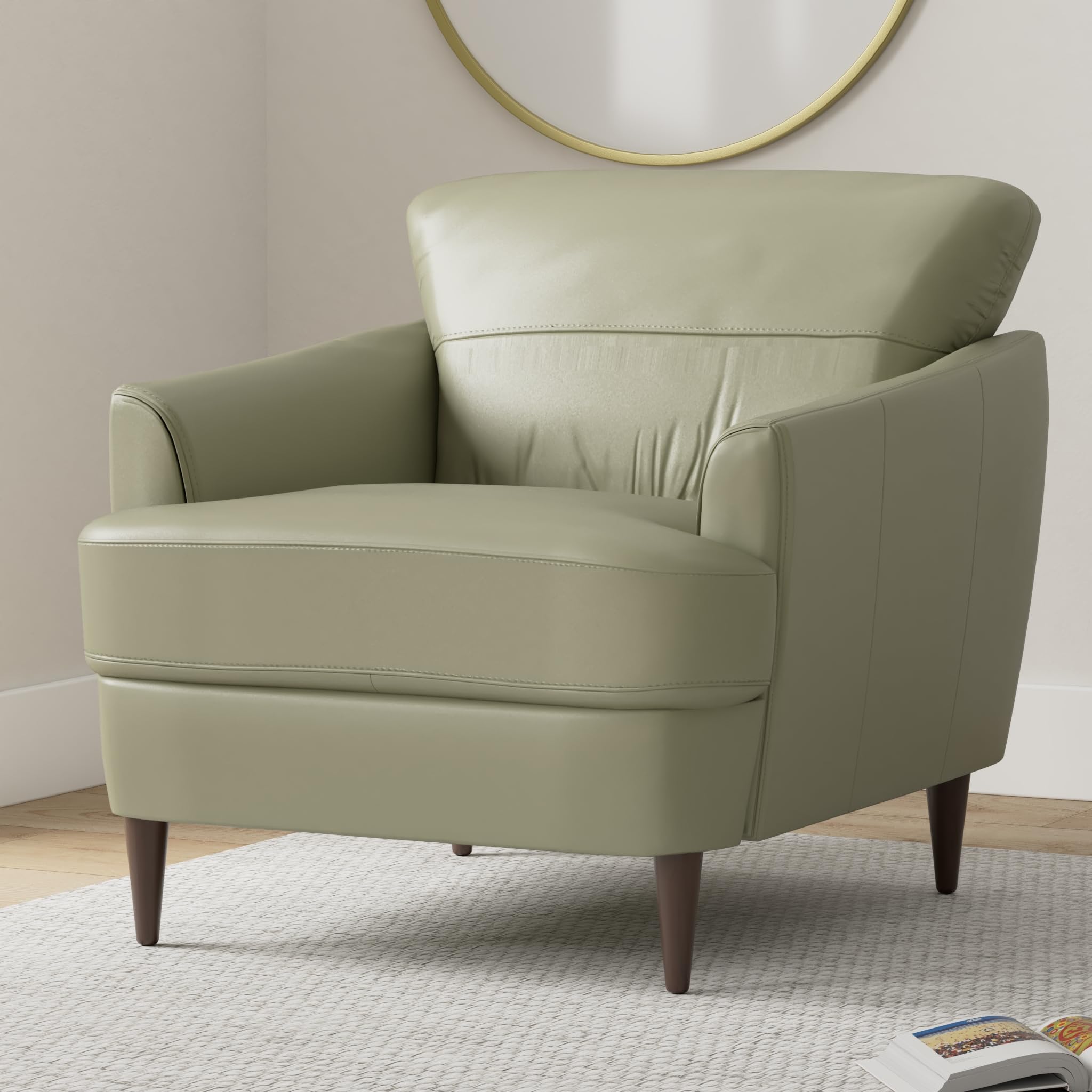 Acme Tacoma Leather Chair In Moss Green